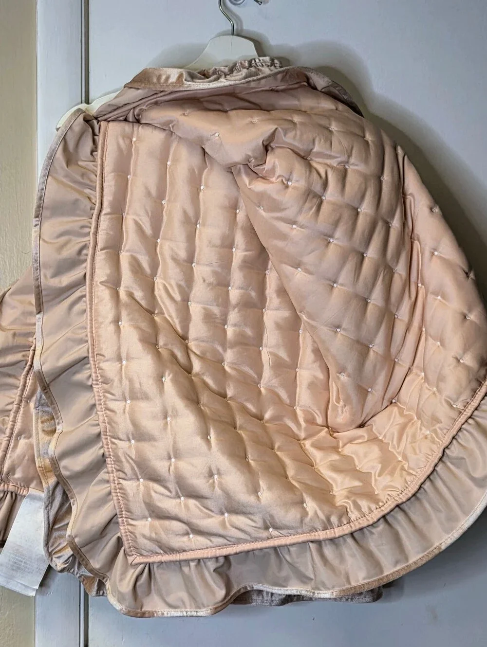 Levtex Baby Heritage NWOT Blush Pink Velvet Quilted Crib Blanket Quilt Ruffle 36